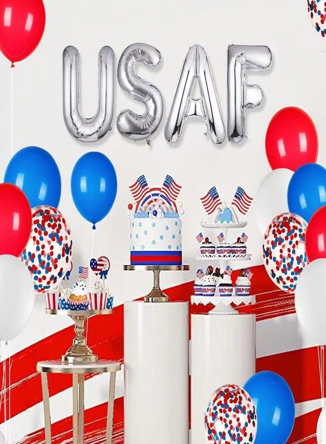 DodelyGz Patriotic USAF Balloons,US Air Force Theme Party Decorations,4 USAF Mylar Balloons & 16 Patriotic Latex Balloons.Great for Patriotic Events &Graduation &Ritirement &Homecomings - Image 3